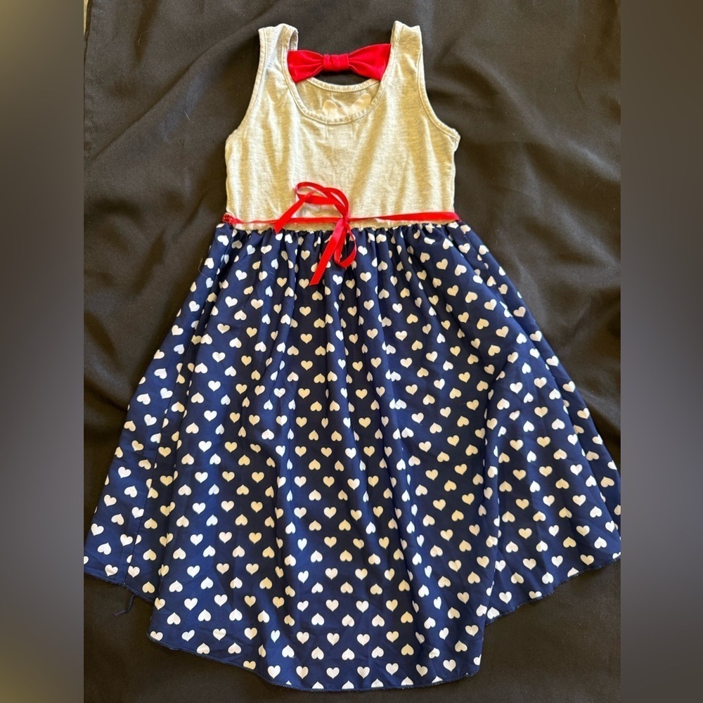 Unicorn Heart Kids Dress - Blue and Gray - Picture 4 of 6